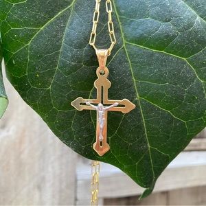 14k Gold Cross Necklace • Unisex Necklace • Sterling Silver Dainty Cross…